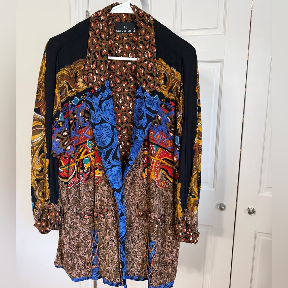 Vintage 80's CAROLE LITTLE novelty print oversized boyfriend blazer Size XL-1X - Picture 7 of 7